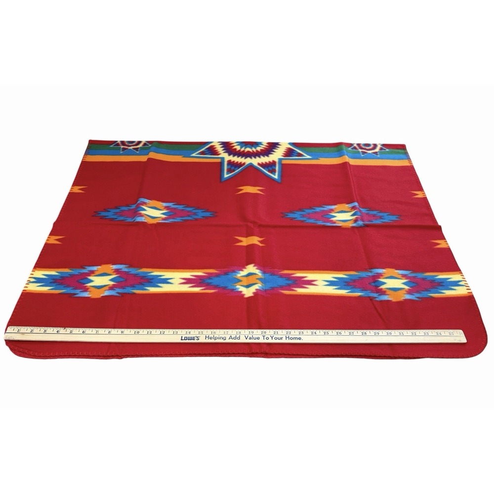 NWOT St Labre Indian School Native American Fleece Blanket Throw Southwest Red - Picture 5 of 6